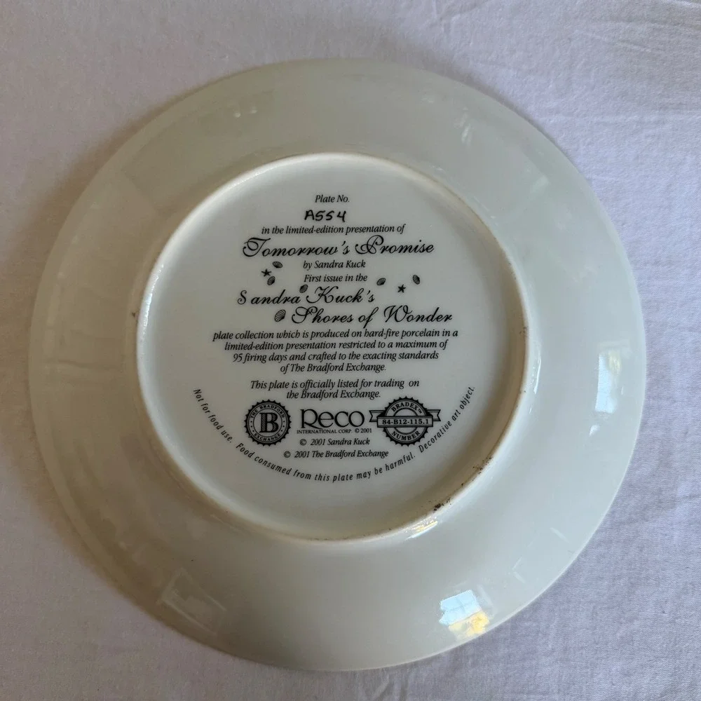Sandra Kuck Tomorrows Promise Collector Plate Shores of Wonder Reco 2001 Vintage